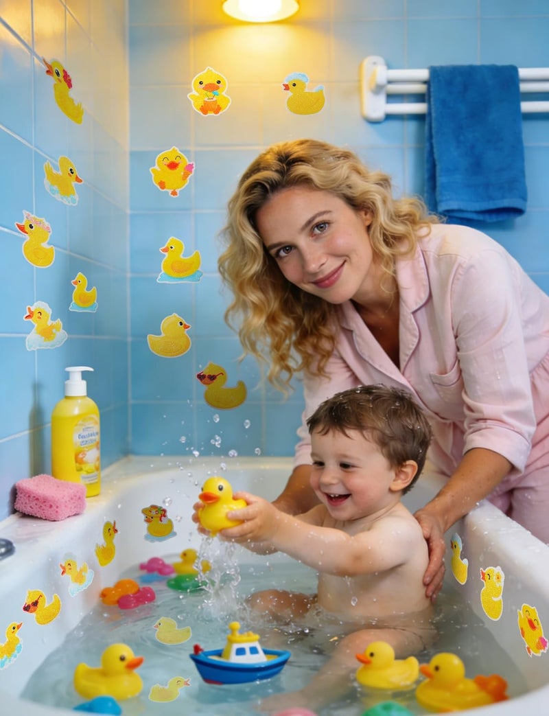 LSLYHTC 26Pcs Non Slip Bathtub Stickers, Cute Duck Stickers with Scraper, Anti Slip Bath Tub Shower Decal with Adhesive Back for Bathroom, Shower Stairs - Image 5